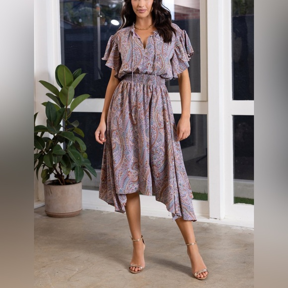 bishop + young Dresses & Skirts - NWT! Bishop + Young Kashmir Paisley print SIENNA Smocked Maxi Dress S